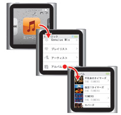 iPod nano[第6世代]はタップで次のページを選択する